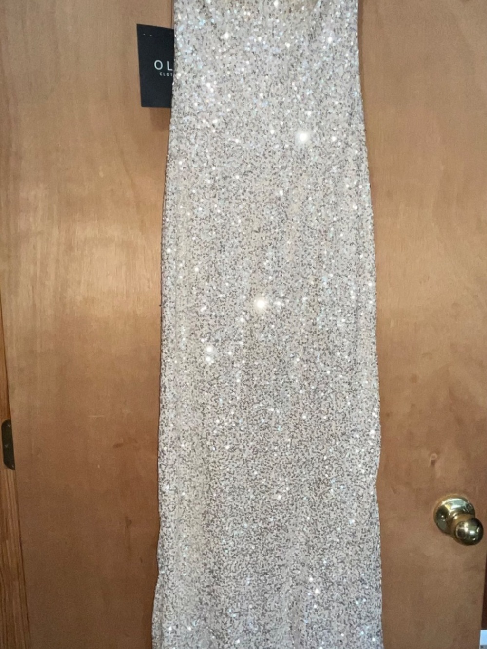 LULUS Velenia Champagne Sequin Halter Mermaid Maxi Dress S - Picture 10 of 14